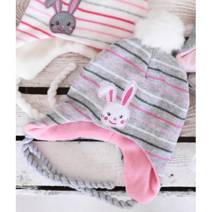 Czapka zimowa królik BUNNY szary