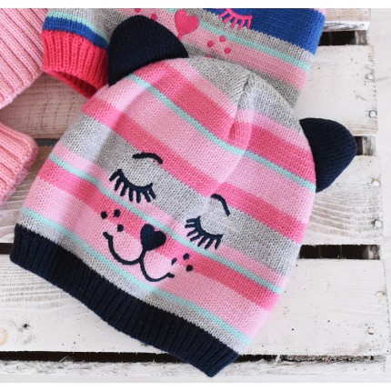 Czapka zimowa KOT GRANATOWE USZY