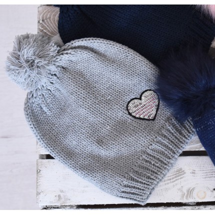 Czapka zimowa SHINY BIRD SZARA