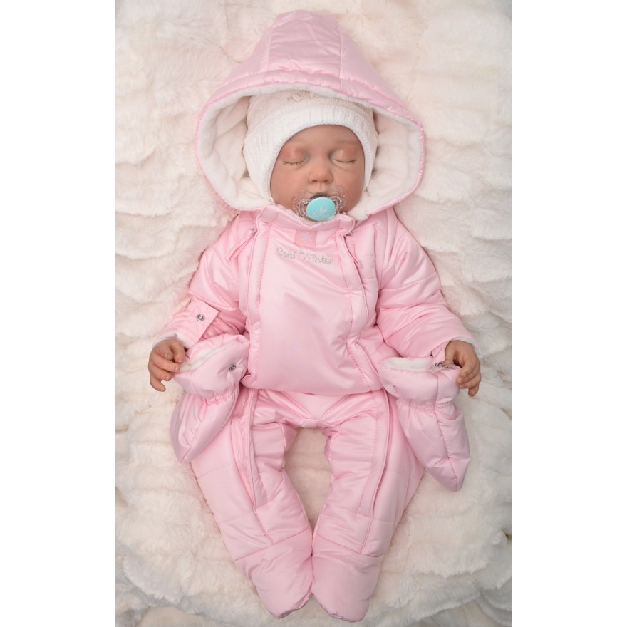 ZIMOWY KOMBINEZON ocieplany 2 suwaki kolor pink