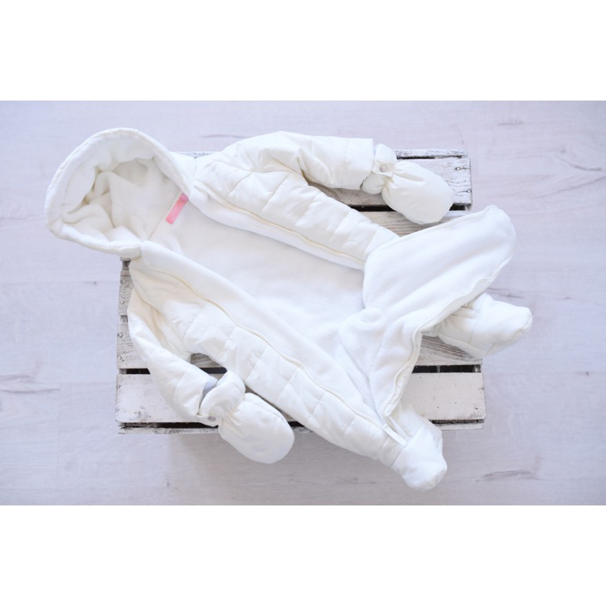 ZIMOWY KOMBINEZON ocieplany 2 suwaki kolor ecru