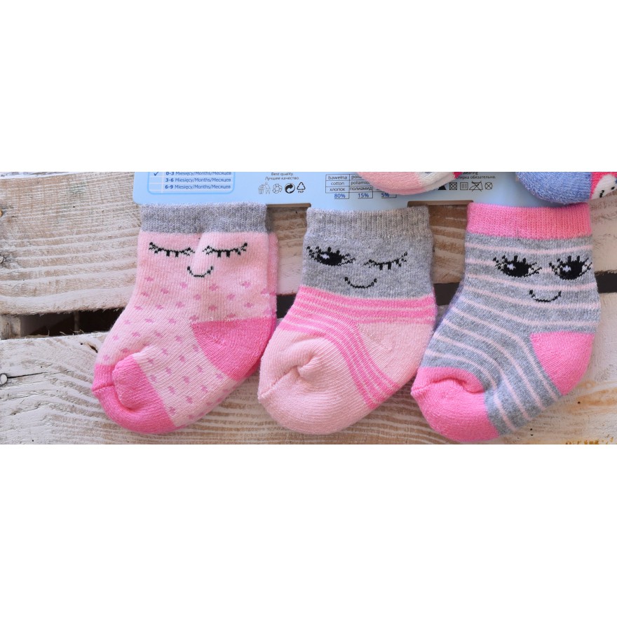3 pary SKARPETKI frotte Girl wzór D7