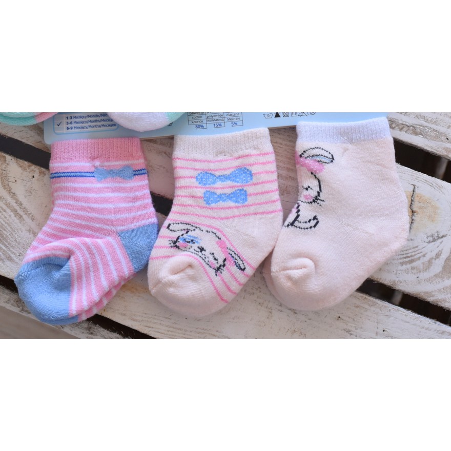 3 pary SKARPETKI frotte Girl wzór D4