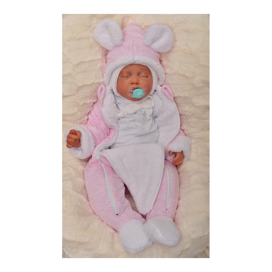 ZIMOWY KOMBINEZON na futerku kolor RÓZOWY 2 suwaki