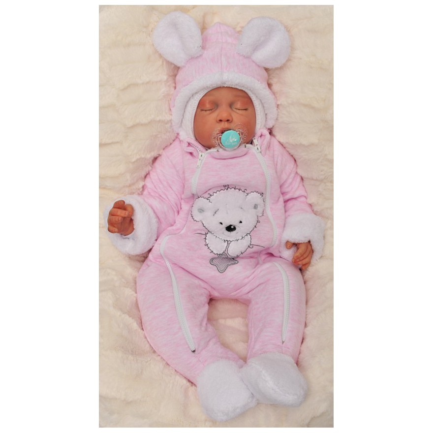 ZIMOWY KOMBINEZON na futerku kolor RÓZOWY 2 suwaki