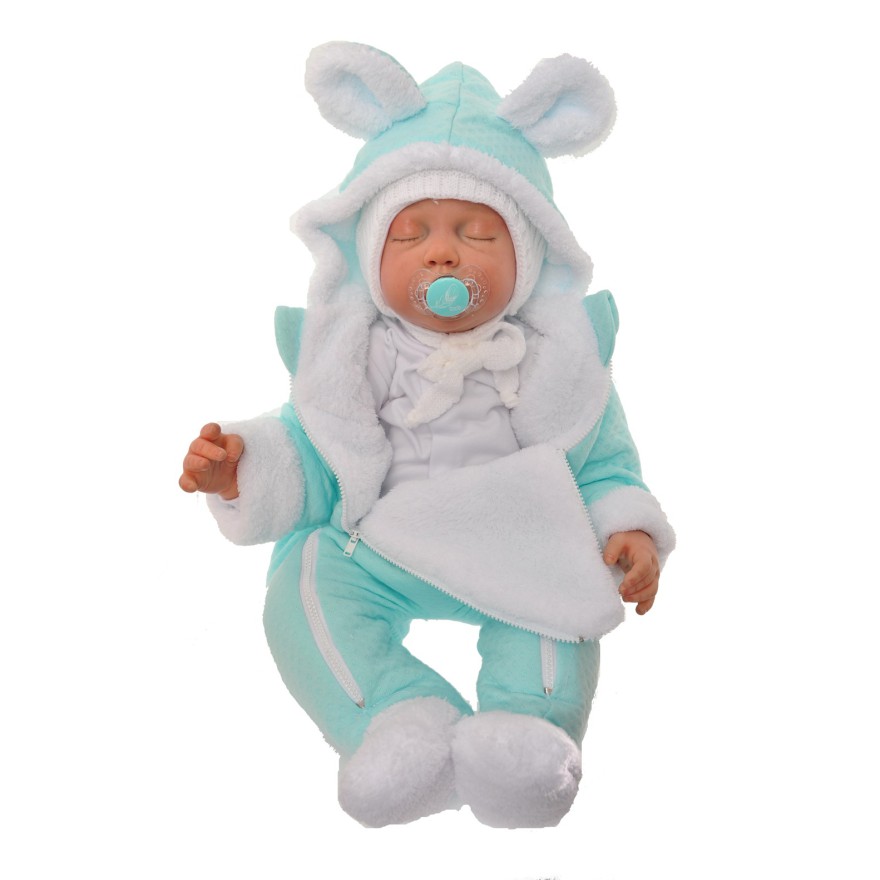 ZIMOWY KOMBINEZON na futerku kolor MIĘTOWY 2 suwaki