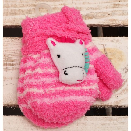 Zimowe rękawiczki frotte z maskotką KonikA