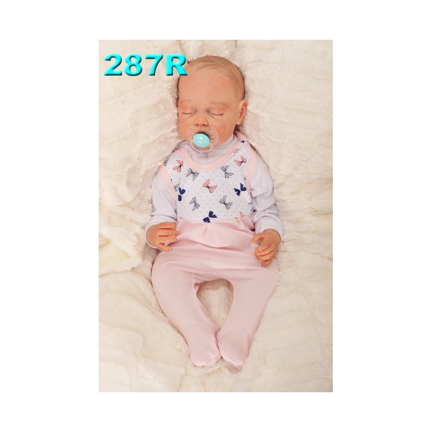 ŚPIOCHY ŚPIOSZKI bawełniane, pudrowe w kokardki, wzór 287R