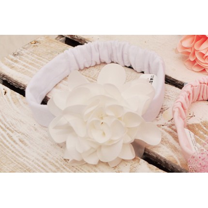 OPASKA OLEŃKA r.38-42 biała opaska z dużym kwiatem 0-6m 56 62 68 CHRZEST