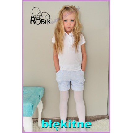 KRÓTKIE SPODENKI pikówka na lato kolor błękitny