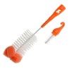 AKUKU SZCZOTKA DO MYCIA BUTELEK I SMOCZKÓW z gąbką kolor POMARAŃCZOWY