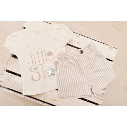 Komplet dziewczęcy spodenki bluzeczka krótki rękaw  LATO r.3-18msc Little Star