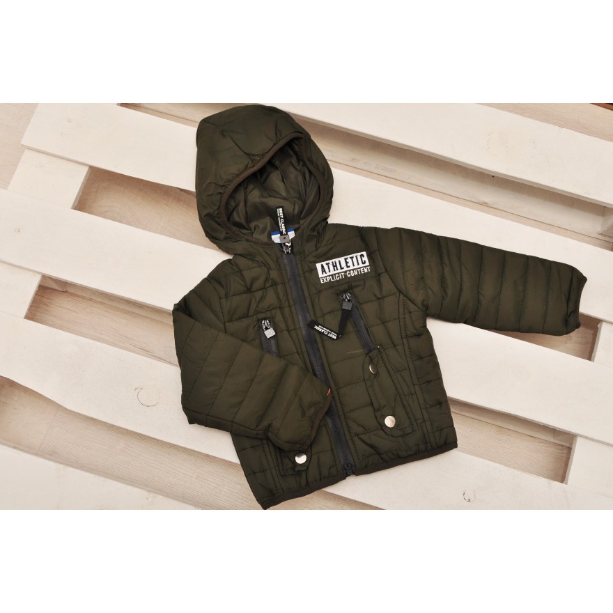 Kurtka wiatrówka pikowana z kapturem r.80-110 wiosna jesień kolor zielony