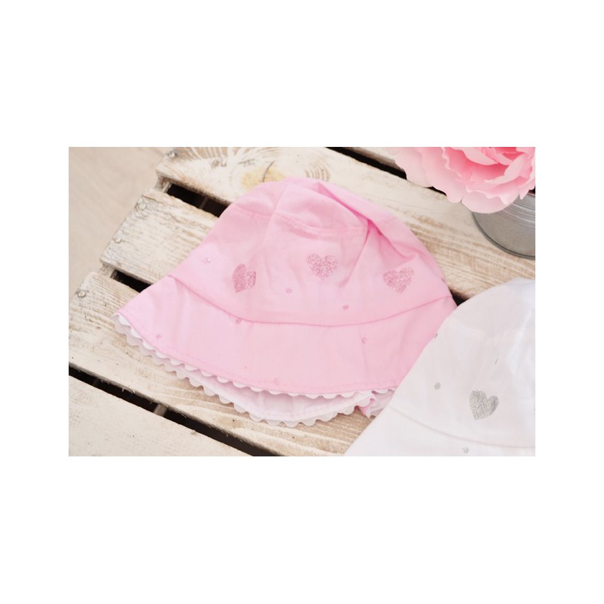 Różowy kapelusz dziewczęcy czapka TOSIA czapeczka rozmiary od 42cm do 46cm LATO 74 80 86