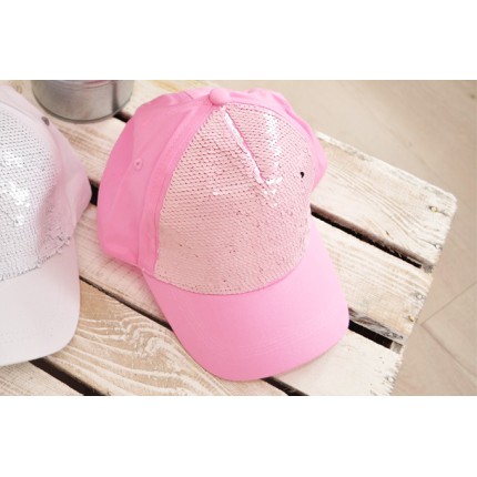 Czapka z daszkiem różowa bejsbolówka MAGICZNE CEKINY 4-8lat LATO