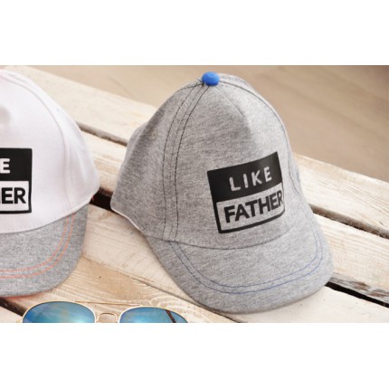 Szara bejsbolówka chłopieca czapka z daszkiem LIKE FATHER rozmiary od 46cm do 50cm 1-3lat LATO