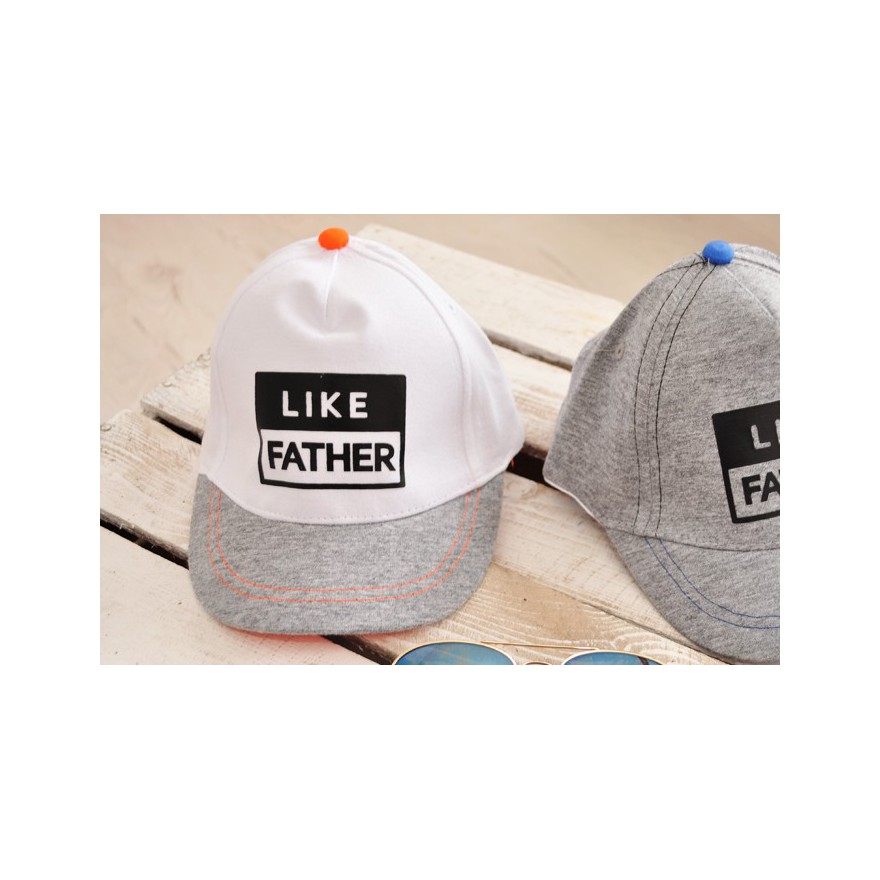 Biała bejsbolówka chłopieca czapka z daszkiem LIKE FATHER rozmiary od 46cm do 50cm 1-3lat LATO