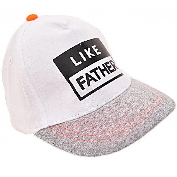 Biała bejsbolówka chłopieca czapka z daszkiem LIKE FATHER rozmiary od 46cm do 50cm 1-3lat