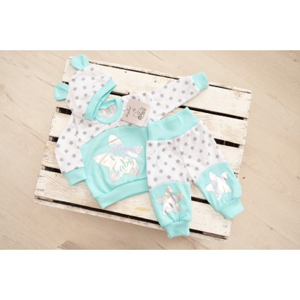 KOMPLET GUMIŚ gwiazda DRES 3cz SPODNIE BLUZA CZAPKA wzór 157M