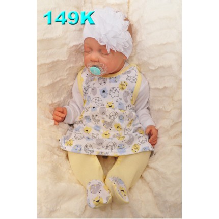 ŚPIOCHY SUKIENKA 2w1 tylko u nas! żółte w stworki wzór 149K