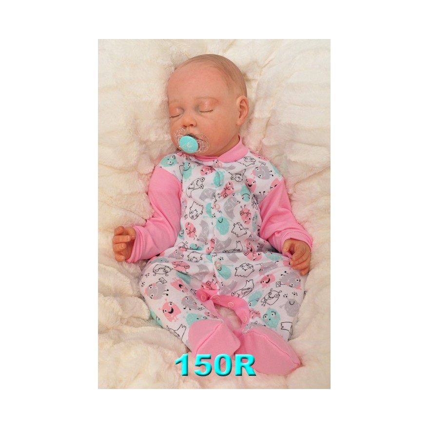 Pajac pajacyk bawełniany różowy w stworki wzór 150R