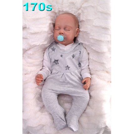 ŚPIOCHY ŚPIOSZKI bawełniane, szare w gwiazdki wzór 170S