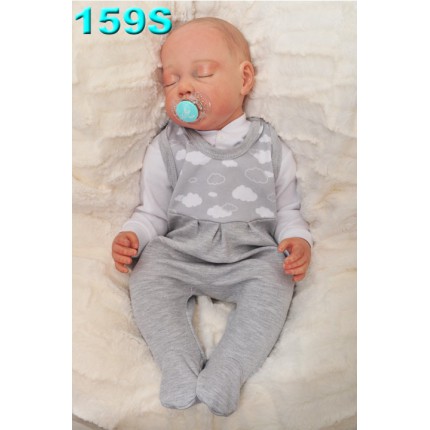 ŚPIOCHY ŚPIOSZKI bawełniane, szare w chmurki wzór 159S