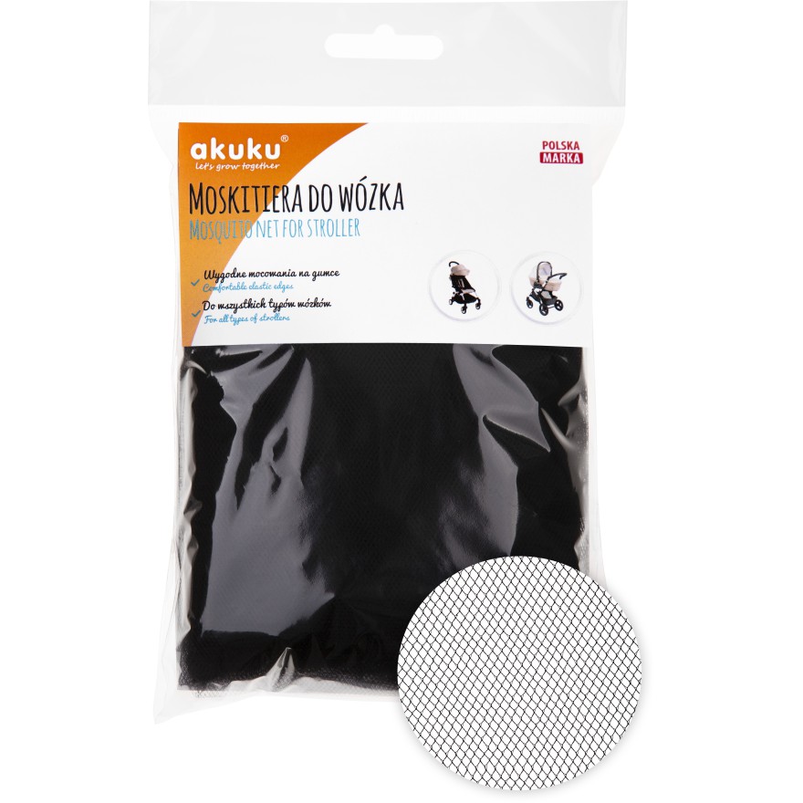 UNIWERSALNA CZARNA MOSKITIERA DO WÓZKA NA KOMARY AKUKU