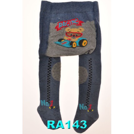 RAJSTOPY do RACZKOWANIA granatowe z misiem w wyścigówce POTRÓJNY ABS! wzór 143