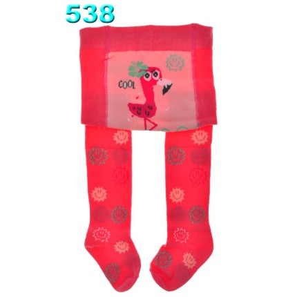 RAJSTOPY bawełniane różowe z flamingiem wzór 538