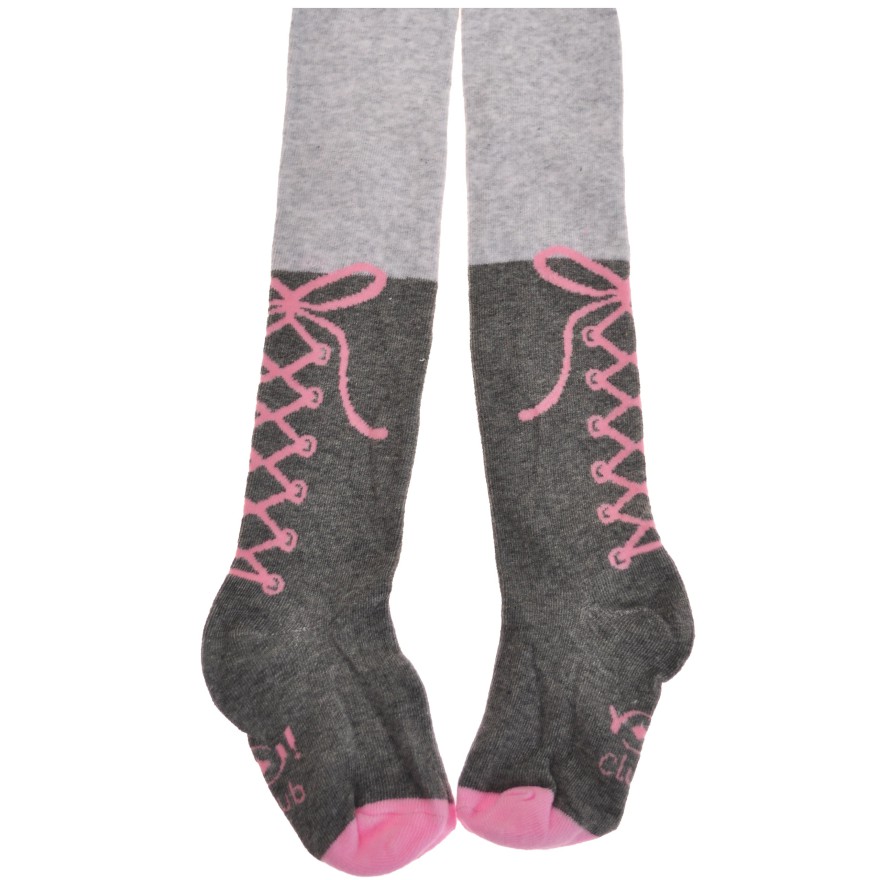 RAJSTOPY bawełniane szare ze sznurówkami wzór 567