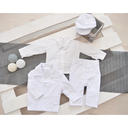 Garnitur do chrztu dla chłopca 5 części BIAŁY