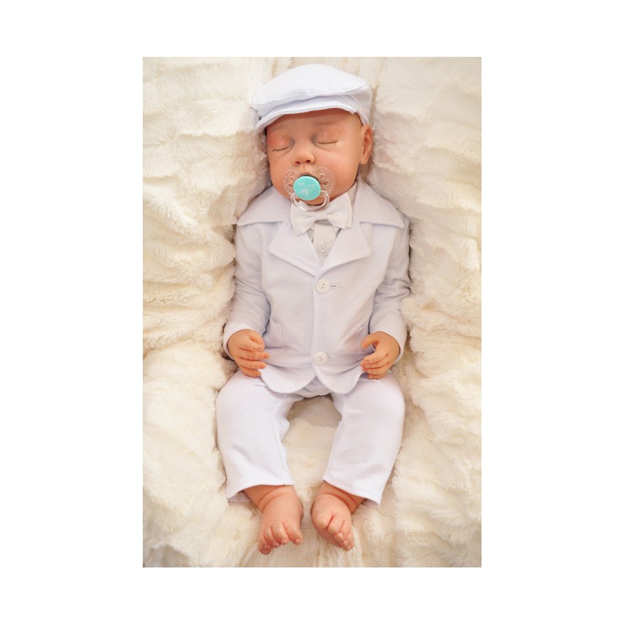 Garnitur do chrztu dla chłopca 5 części BIAŁY