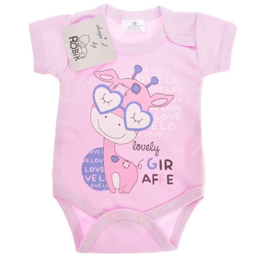 Fioletowe BODY z żyrafą krótki rękaw r.56 -110 LATO wzór 587kr Fioletowe BODY z żyrafą krótki rękaw r.56 -110 LATO wzór 587kr