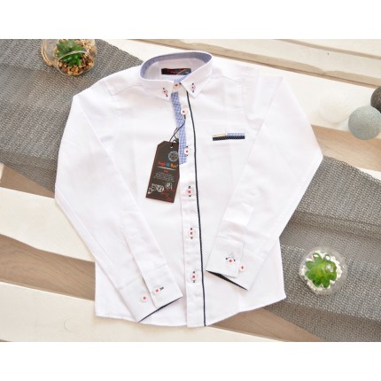 Biała koszula do szkoły z długim rękawem elegancka białe guziki