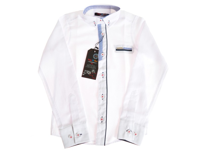 Biała koszula chłopięca z długim rękawem r.110-164 elegancka białe guziki