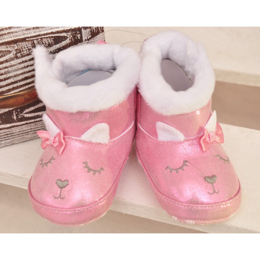 Błyszczące kozaki Króliczek buty na futerku NIECHODKI BUCIKI różowe