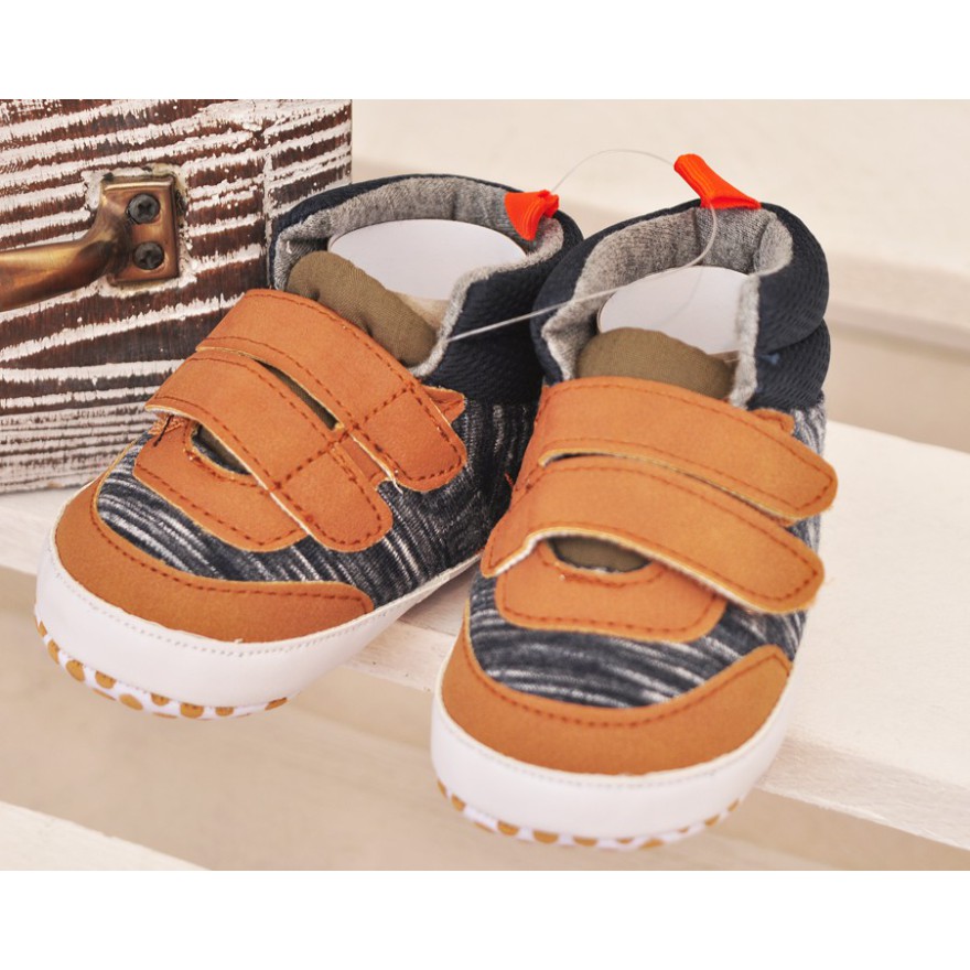 Trampki na rzep buty NIECHODKI 0-12M BUCIKI brązowo-granatowe