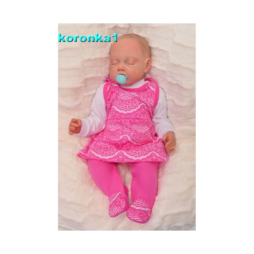 Amarantowe ŚPIOCHY SUKIENKA 2w1 tylko u nas! r.56-74 wzór koronka1A