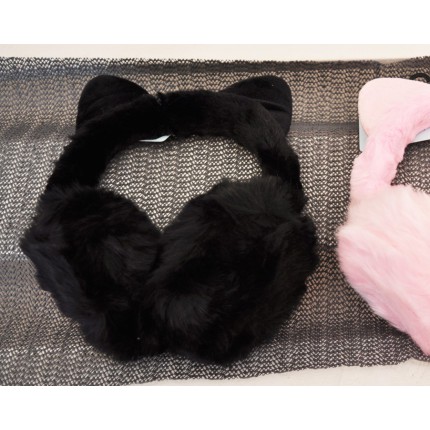 Czarne NAUSZNIKI kocie uszy rozmiar uniwersalny