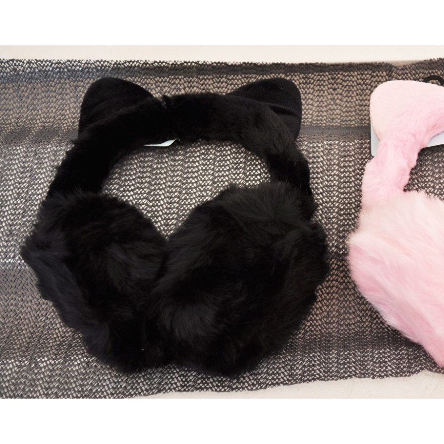 Czarne NAUSZNIKI kocie uszy rozmiar uniwersalny