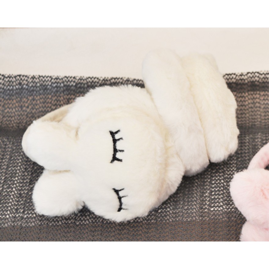 Białe NAUSZNIKI z królikami rozmiar uniwersalny