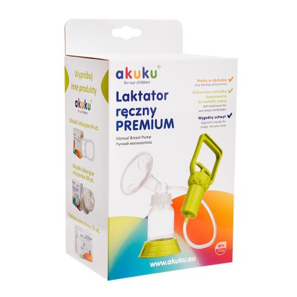 LAKTATOR RĘCZNY PREMIUM Butelka + smoczek 0+ Akuku