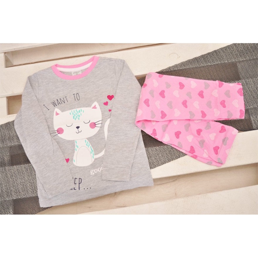 Piżama dziewczęca KOTEK piżamka długi rękaw